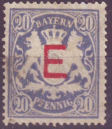 04 Staatswappen 20 Pfennig mit Aufdruck Bayern Dienstmarke Peter